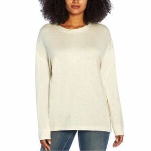 Three Dots Ivory Confetti Speckled Pullover Top Size Medium